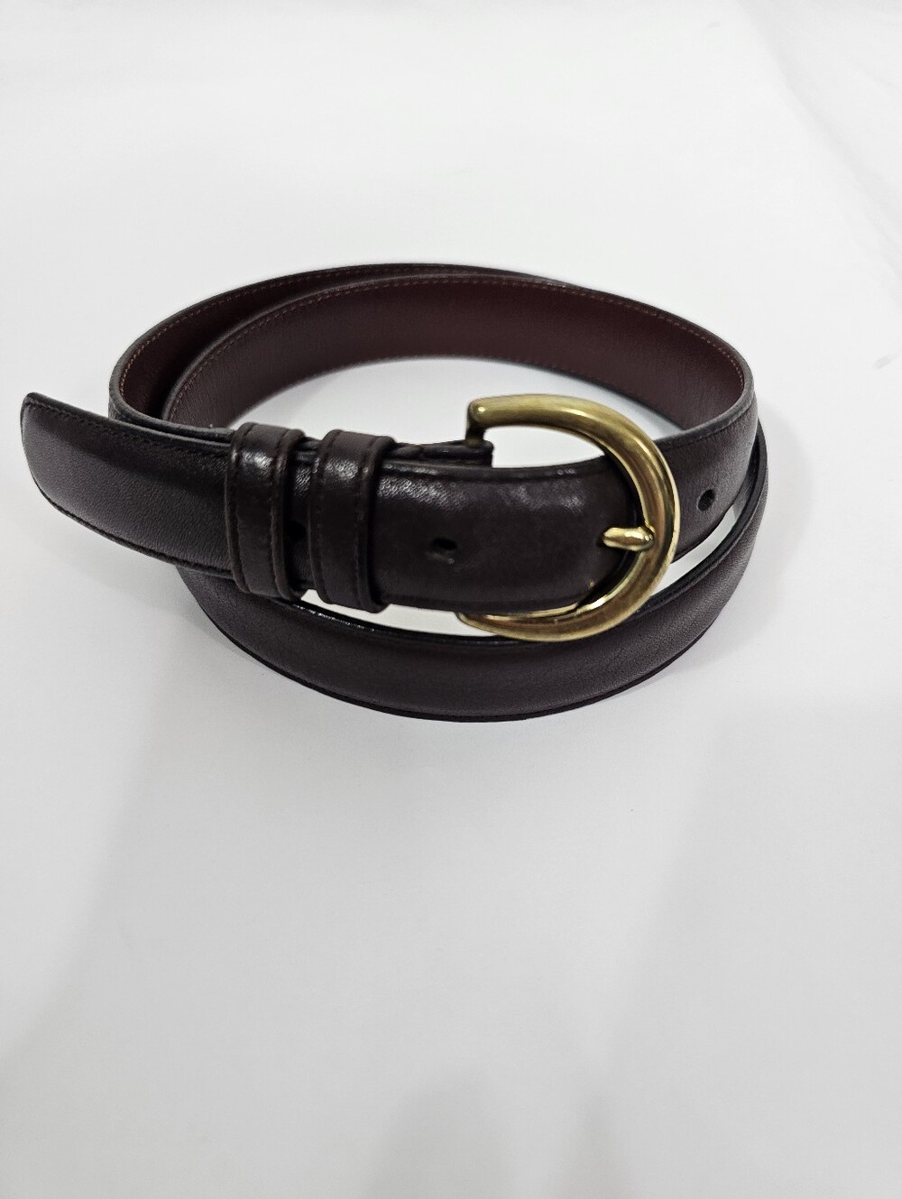 Vintage Coach Handcrafted Brown Leather Belt - Style 8400 - Solid Brass Buckle